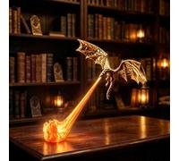 Generico Dragon Bookshelf Nook Light,3D Printed Fire-Breathing Fantasy Shelf Decor,Red Blue Flame Flying Dragon Design,for Home Office LivingRoom Bedroom Ornament,Gothic Library Collector Gift