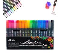 Generico Dreamy Sparkle Dual-Line Contour Pen Set, 12/24/36/48 Colors Outline Metallic Outline Marker with 2mm Precision Tip, for Drawing, Coloring, Art, Crafts, Cards (36PCS)
