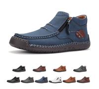 Generico Drembor Leather Boots, Men’S Handmade Leather Driving Boots, Pressure Relief, Non-Slip Sole For Casual, Travel & Outdoor (Blue,41)