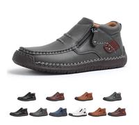 Generico Drembor Leather Boots, Men’S Handmade Leather Driving Boots, Pressure Relief, Non-Slip Sole For Casual, Travel & Outdoor (Gray,43)