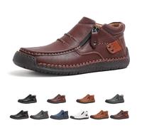 Generico Drembor Leather Boots, Men’S Handmade Leather Driving Boots, Pressure Relief, Non-Slip Sole For Casual, Travel & Outdoor (Dark brown,40)