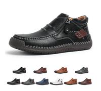 Generico Drembor Leather Boots, Men’S Handmade Leather Driving Boots, Pressure Relief, Non-Slip Sole For Casual, Travel & Outdoor (Black,41)