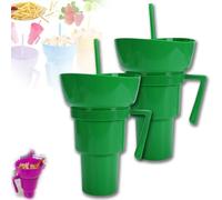 Generico Drink Cup with Snack Bowl, Cup Bowl Combo with Straw Leak Proof, Stadium Tumbler with Snack Bowl, So You Can Sip and Snacks with One Hand, Anywhere You Go (DD)