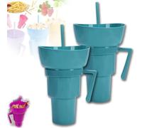 Generico Drink Cup with Snack Bowl, Cup Bowl Combo with Straw Leak Proof, Stadium Tumbler with Snack Bowl, So You Can Sip and Snacks with One Hand, Anywhere You Go (CC)