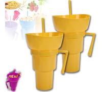 Generico Drink Cup with Snack Bowl, Cup Bowl Combo with Straw Leak Proof, Stadium Tumbler with Snack Bowl, So You Can Sip and Snacks with One Hand, Anywhere You Go (AA)