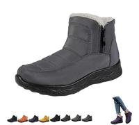 Generico Dritnow Boots,Dritnow Shoes Women'S Warm Snow Boots,Winter Outdoor Comfortables Non-Slip Side Zipper Ankle Booties,Comfortable and Warmfur Lining (Grey,33 2/3)