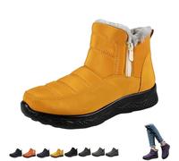 Generico Dritnow Boots,Dritnow Shoes Women'S Warm Snow Boots,Winter Outdoor Comfortables Non-Slip Side Zipper Ankle Booties,Comfortable and Warmfur Lining (Yellow,32 1/9)