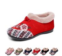 Generico Dritnow Boots, Women’s Warm Floral Winter Ankle Boots, Cozy Fleece Lined Ankle Boots for Women, Lightweight Everyday Shoess (Red,39)