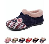 Generico Dritnow Boots, Women’s Warm Floral Winter Ankle Boots, Cozy Fleece Lined Ankle Boots for Women, Lightweight Everyday Shoess (Blue,38)