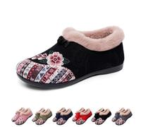 Generico Dritnow Boots, Women’s Warm Floral Winter Ankle Boots, Cozy Fleece Lined Ankle Boots for Women, Lightweight Everyday Shoess (Black,41)