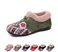 Generico Dritnow Boots, Women’s Warm Floral Winter Ankle Boots, Cozy Fleece Lined Ankle Boots for Women, Lightweight Everyday Shoess (Green,42)