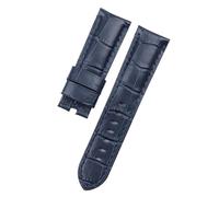 Generico DSHDFJ 24mm 26mm Coccodrillo Modello Cinturino In Vera Pelle Di Bambù Compatibile Con Panerai PAM441 Bracciale Accessori Fibbia A Farfalla(Dark Blue,24MM WITH LOGO_WITHOUT BUCKLE)