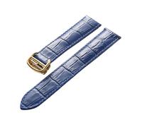 Generico DSHDFJ Bovina Dello Strato Di Testa Del Cinturino In Pelle Compatibile Con Gli Accessori For Braccialetti Da Uomo E Da Donna Con Cinturino(Blue gold buckle,13mm)
