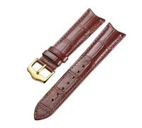 Generico DSHDFJ Cinturini for cinturini in pelle Arc End 19mm 20mm 21mm 22m Cinturino con estremità curva Adattatore con fibbia in acciaio Cinturino for orologio(Brown Gold,21mm)