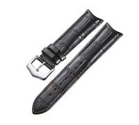 Generico DSHDFJ Cinturini for cinturini in pelle Arc End 19mm 20mm 21mm 22m Cinturino con estremità curva Adattatore con fibbia in acciaio Cinturino for orologio(Black Silver,19mm)