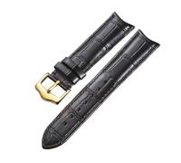Generico DSHDFJ Cinturini for cinturini in pelle Arc End 19mm 20mm 21mm 22m Cinturino con estremità curva Adattatore con fibbia in acciaio Cinturino for orologio(Black Gold,22mm)