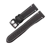 Generico DSHDFJ Cinturino Cinturino In Vera Pelle Manuale Uomo Spesso 7 Colori 18mm 20mm 22mm 24mm Cinturini Fibbia In Acciaio Inossidabile Accessori(Black Black Buckle,20mm)