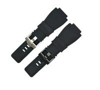 Generico DSHDFJ Cinturino For Orologio In Gomma Morbida Compatibile Con La Serie Bell & Ross BR-01 BR-03 Bocca Convessa Nera 24x35 Mm(Black,Black buckle)