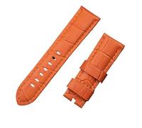 Generico DSHDFJ Cinturino In Pelle Di Bambù Di Vitello Italia 22mm 24mm 26mm Compatibile Con Cinturino Panerai Con Fibbia PAM441/111/386 Accessori(Orange,22mm PAM,Black Buckle)