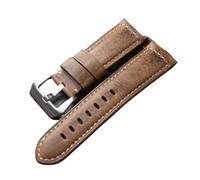Generico DSHDFJ Cinturino In Vera Pelle Fatto A Mano Compatibile Con PAM111 441 Bracciale Stile Vintage Da Uomo 20 21 22 24 26MM In Pelle Bovina(Silver clasp,21mm)