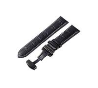 Genérico DSHDFJ Cinturino per orologio in pelle con design in bambù, 18 mm, 20 mm, 22 mm e 24 mm con chiusura a farfalla per uomo. Bracciale aziendale., Black White-B, 20mm