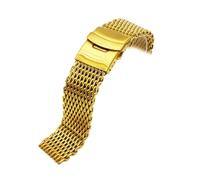 Generico DSHDFJ Compatibile con Galaxy Watch Milanese Loop Bracciale in acciaio inossidabile a maglia intrecciata 18 20 22 24 mm Doppio pulsante Solido cinturino for orologio(Gold,24mm)