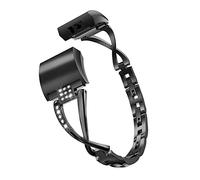 Generico DSHDFJ Fashion Diamond Stalps Adatta for Fitbit Caricamento 2 Smart Watch Band Bling Bracciale Bracciale Braccialetto Braccialetto Adatta for caricare 2 Accessori for orologio(Black)