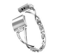 Generico DSHDFJ Fashion Diamond Stalps Adatta for Fitbit Caricamento 2 Smart Watch Band Bling Bracciale Bracciale Braccialetto Braccialetto Adatta for caricare 2 Accessori for orologio(Silver)