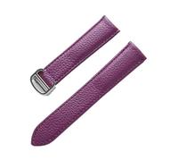 Generico DSHDFJ Lychee Grain Cowhide Strap Uomo e donna compatibile con il serbatoio Cartier Serbatoio ASSOLO Accessori for catena di orologi in pelle Londra(Purple,22mm)