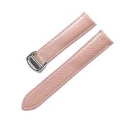 Generico DSHDFJ Lychee Grain Cowhide Strap Uomo e donna compatibile con il serbatoio Cartier Serbatoio ASSOLO Accessori for catena di orologi in pelle Londra(Pink,19mm)