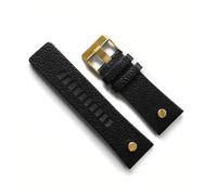 Generico DSHDFJ Watchband compatibile con Diesel DZ7313 DZ7333 DZ7311 DZ7371 Guarda cinturino in pelle di mucca con rivetto in oro 22 24 26 27 28 30 mm in vera pelle(Black gold clasp,32mm)