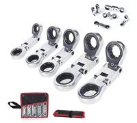 Generico Dual-Drive Nano Flex-Head Pocket Ratchet, 180° Flex Dual, 3/4“ And 3/8“ Retractable Ratchets Wrenches Set, SEA, Ratchet Spanner Crooked for Narrow Spaces (5 Pack)