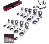 Generico Dual-Drive Nano Flex-Head Pocket Ratchet, 5 Pack Mini Ratchet Wrench, 3/4“ Flex Head Ratcheting Wrench Set, 8-19mm, Ratchets Spanner Crooked for Narrow Spaces (2Pcs)