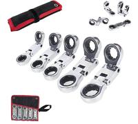 Generico Dual-Drive Nano Flex-Head Pocket Ratchet, 5 Pack Mini Ratchet Wrench, 3/4“ Flex Head Ratcheting Wrench Set, 8-19mm, Ratchets Spanner Crooked for Narrow Spaces (1Pcs)