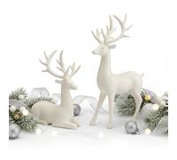 Generico Due mini statuette di renne natalizie in acrilico trasparente, perfette da posizionare accanto al camino come elegante centrotavola natalizio e decorazione per la casa