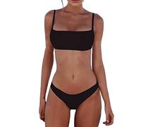 Generico Due Pezzi Donna Costume Mare Due Pezzi Costume da Bagno con Spacco Bikini per Donna Costume Bikini Donna Che Non Lascia Il Segno Costume Mare Donna Vestito da Mare (Black, S)