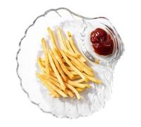 Generico Dumpling Serving Plate Transparent Food Plate with Inner Saucer