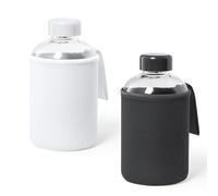 Genérico Duo di Bottiglie di Vetro 600ml Varie Combinazioni di Colori, 2 Bottiglie di Vetro, 2 Bottiglie di Vetro, Non perde il sapore del contenuto (Bianco e Nero)