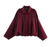 Generico Dupe Jacket,Faux Suede Bomber Jacket Women,Faux Suede Jackets Women Plus Size,Cropped,Spring Lapel Coat (Crimson,L)