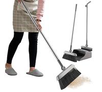 Genérico Dustpan and Broom Set 3 pezzi Sweeping Duster Tool Gadgets, Broom with Dust Pan For Home Kitchen Apartment Indoor Outdoor Floor Dorm Garage