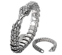Generico Eagle Head Titanium Steel Bracelet,Vintage Eagle Head Link Curb Chain Bracelet,Creative Punk Style Snake Shaped Eagles Bracelets,Steel Braided Animal Chain Bracelets (Silver, 22cm/8.66in)