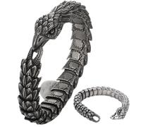Generico Eagle Head Titanium Steel Bracelet,Vintage Eagle Head Link Curb Chain Bracelet,Creative Punk Style Snake Shaped Eagles Bracelets,Steel Braided Animal Chain Bracelets (Black, 22cm/8.66in)