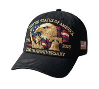 Generico Eagle & Liberty - United States 250th Anniversary Hat, Adjustable Bald Eagle Printed Patriotic Baseball cap for Men Women (Black)