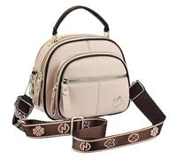 Generico Easiotward Crossbody Bag, Classic Leather Shoulder Purse with Wide Adjustable Strap and Multiple Compartments for Women (Khaki)