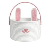 Generico Easter Basket - Woven Cotton Rope Tote | Holiday Treat Holder with Carry Handle, Soft Storage Container for Candy Snacks, Seasonal Organizer Bag for Spring Egg Hunt Events