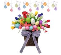 Generico Easter Baskets for Front Door - Flower Artificial Egg Spring Home Decor | 13.78 Inches Easter Door Decorations,for Indoor Home Room Dormitory Window Porch Holiday Party Vacation Photo Spring