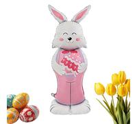 Generico Easter Bunny Balloon, 59inch Standing Aluminum Foil Decoration, Cute Spring Party Balloon with Inflatable Design for Outdoor Garden Yard Porch Patio Lawn Front Door Home School