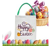 Generico Easter Bunny Basket Bags, Large Capacity Kids Candy Container, Easter Supplies Canvas Storage Pouch for Eggs, Candy, or Toys, Make Easter Memorable 9.06x14.96x0.59 Inches