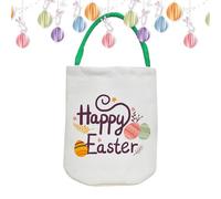 Generico Easter Bunny Basket Bags, Large Capacity Snack Container Pouch, Canvas Storage Tote, Eggs Candy Toys, Holder for Spring Party Classroom Events 9.06x14.96x0.59 Inches