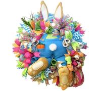 Generico Easter Bunny Butt Garland | 55x40 Cm, PVC + Cloth, Multicolor | Plush Bottom with Ears, Flower Accent | Spring Door Wreath, Fireplace Mantel, Wall Hanging Decor for Home